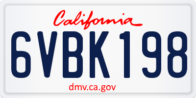CA license plate 6VBK198