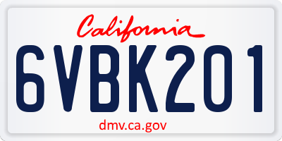 CA license plate 6VBK201