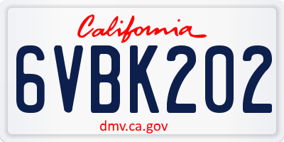 CA license plate 6VBK202