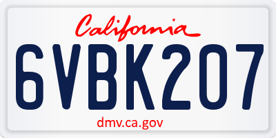 CA license plate 6VBK207