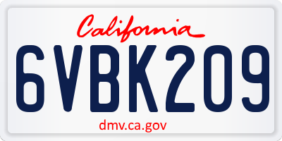 CA license plate 6VBK209