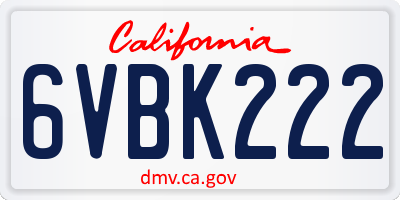 CA license plate 6VBK222