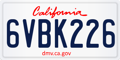 CA license plate 6VBK226