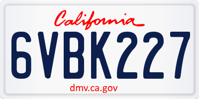 CA license plate 6VBK227