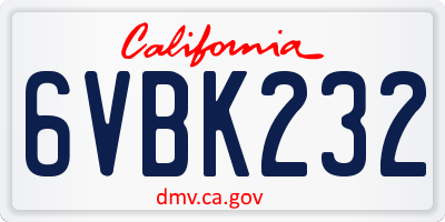 CA license plate 6VBK232