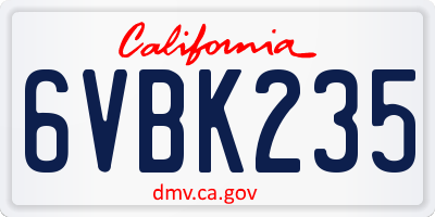 CA license plate 6VBK235