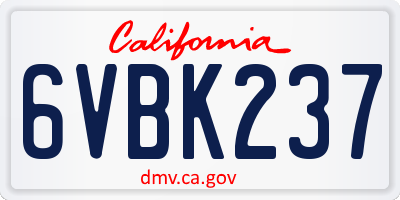CA license plate 6VBK237