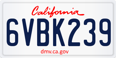 CA license plate 6VBK239