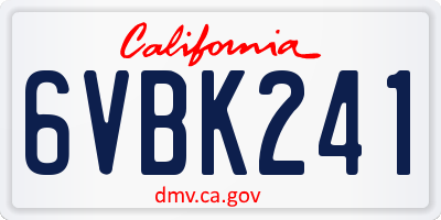 CA license plate 6VBK241