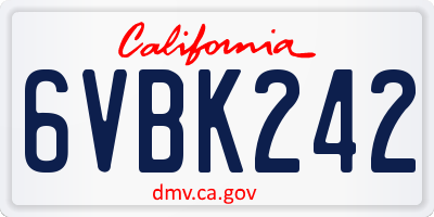 CA license plate 6VBK242