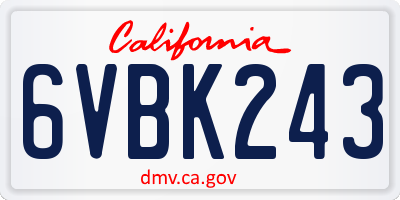 CA license plate 6VBK243