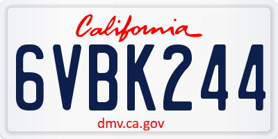 CA license plate 6VBK244