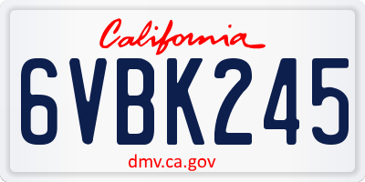 CA license plate 6VBK245