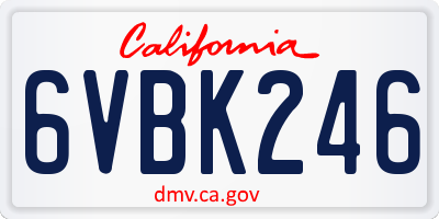 CA license plate 6VBK246