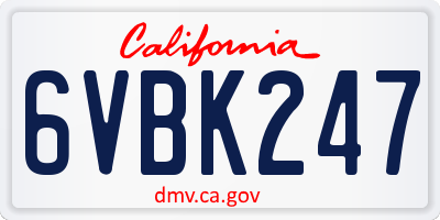CA license plate 6VBK247
