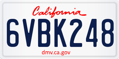 CA license plate 6VBK248