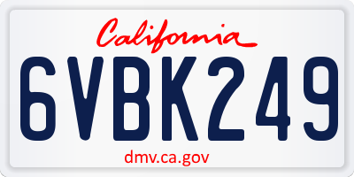 CA license plate 6VBK249