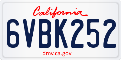 CA license plate 6VBK252