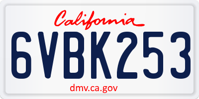 CA license plate 6VBK253