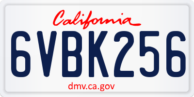 CA license plate 6VBK256