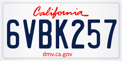 CA license plate 6VBK257