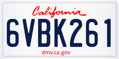 CA license plate 6VBK261