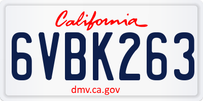 CA license plate 6VBK263