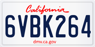CA license plate 6VBK264