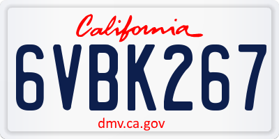 CA license plate 6VBK267