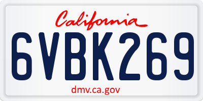 CA license plate 6VBK269