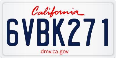 CA license plate 6VBK271