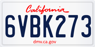 CA license plate 6VBK273
