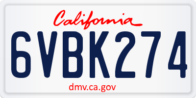CA license plate 6VBK274