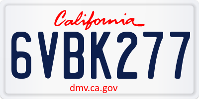 CA license plate 6VBK277
