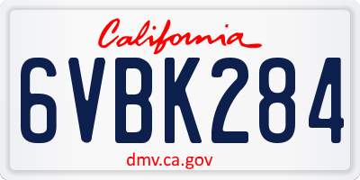 CA license plate 6VBK284