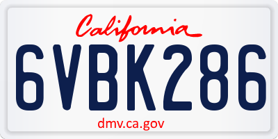 CA license plate 6VBK286