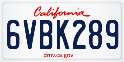CA license plate 6VBK289