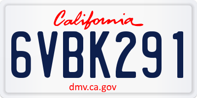 CA license plate 6VBK291