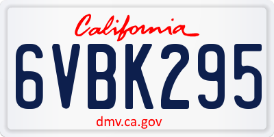 CA license plate 6VBK295