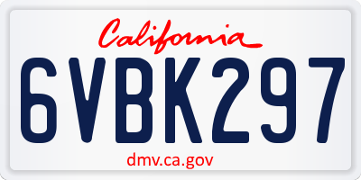 CA license plate 6VBK297
