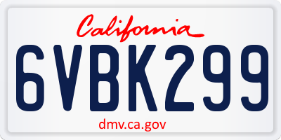CA license plate 6VBK299