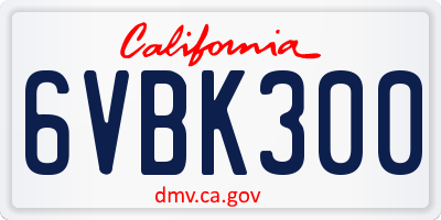 CA license plate 6VBK300