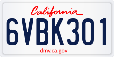 CA license plate 6VBK301
