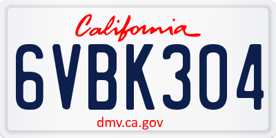 CA license plate 6VBK304