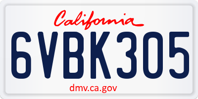 CA license plate 6VBK305