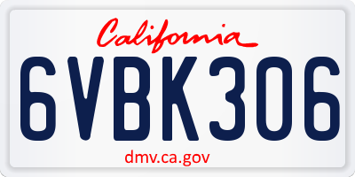 CA license plate 6VBK306