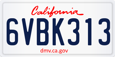 CA license plate 6VBK313