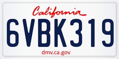 CA license plate 6VBK319