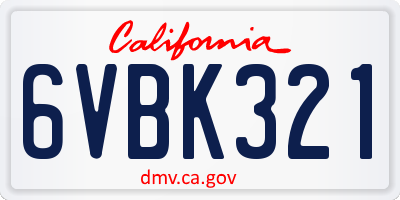 CA license plate 6VBK321