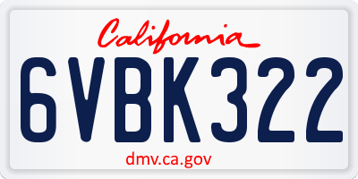 CA license plate 6VBK322